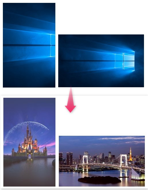 Windows10 デュアルディスプレイの壁紙を別々に表示させる方法 カラバリ