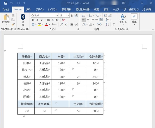 WordでPDFファイルが表示された画像