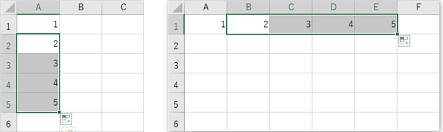 左ボタンを離すと数字の連番が表示される