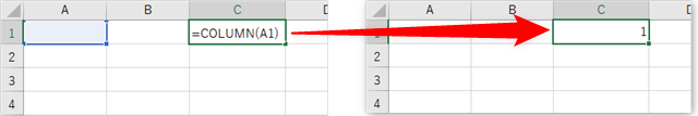 =COLUMN(A1)と入力する